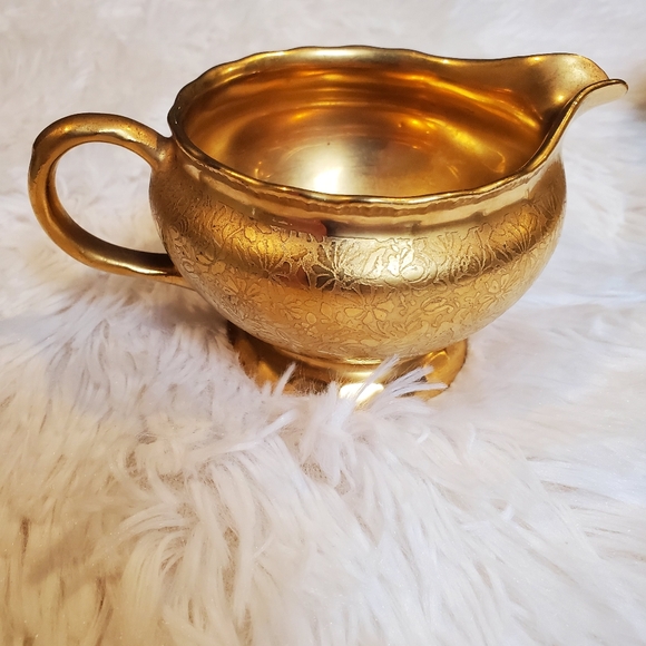 VTG Eckard China Gold Gilt Creamer Sugar Bowl Gravy Boat Planters Decor - Picture 8 of 9